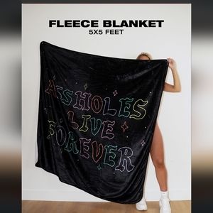 ALF Assholes Live Forever Neon Lights on Black Fleece Blanket 5' x 5'